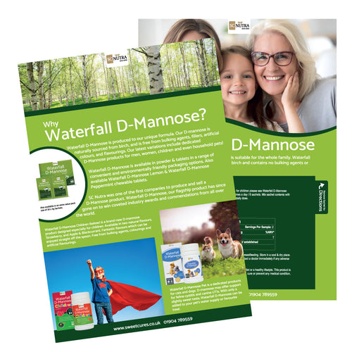 ZPOS017 Leaflet with Sample - Why Waterfall D-Mannose A5 (10 Pack)