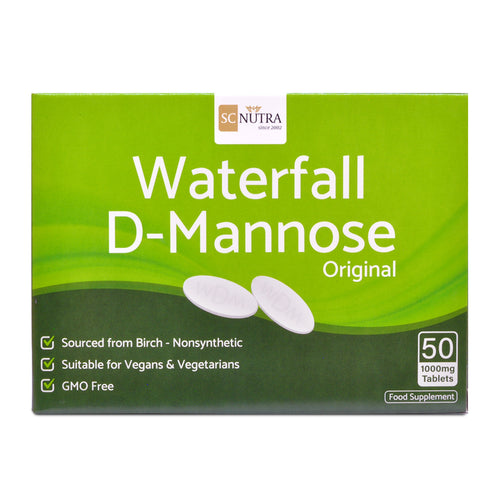 Sweet Cures Waterfall D-Mannose Tablets 1000mg Box Front